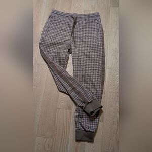 Jian Wang jogging active pants Men's Plaid Jogger Pants - Brown Sz M